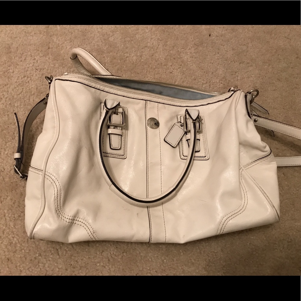 White leather coach crossbody